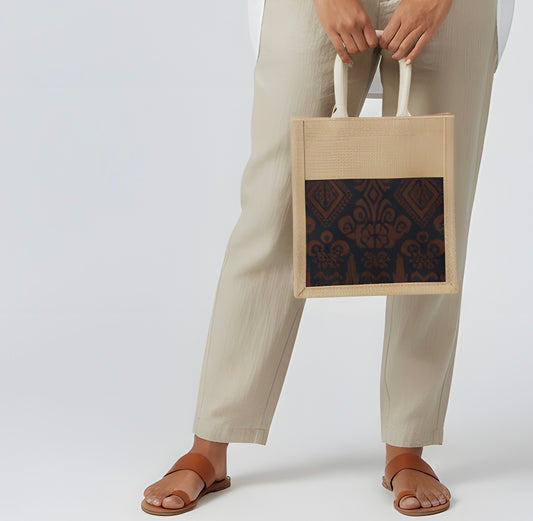 Songket Batik Jute Tote Bag