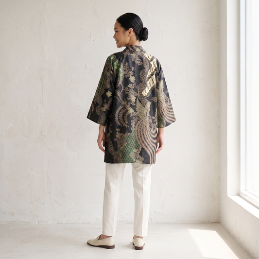 Emerald Dusk | Batik Kimono Outerwear