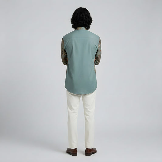 Fern Glade | Unisex | Mandarin Collar Batik Long Sleeve Shirt