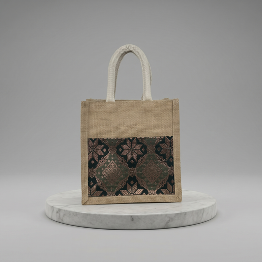 Moss Songket Jute Tote Bag
