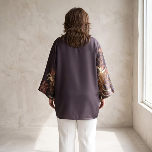 Violet Bloom | Batik Kimono Outerwear