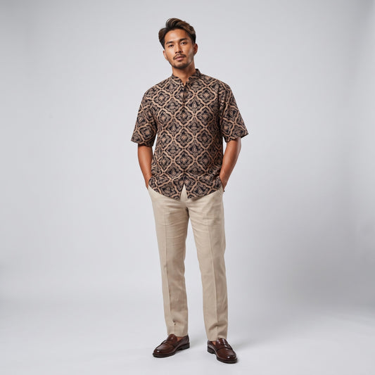 Mukti Sand | Men | Batik Relaxed-Fit Short-Sleeve Shirt