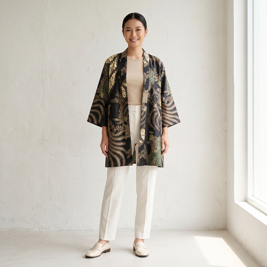 Emerald Dusk | Batik Kimono Outerwear