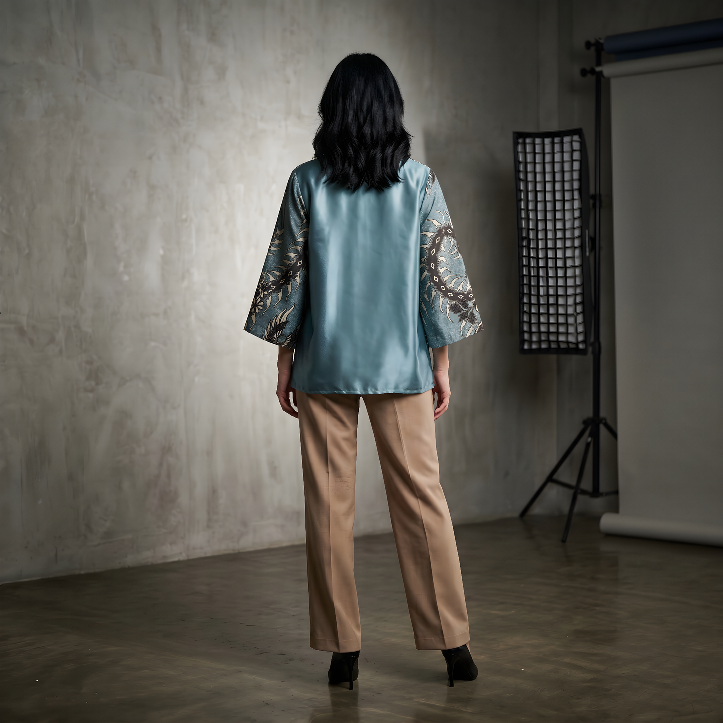 Kuro on Cyan | The Batik Haori Project (Short Kimono)