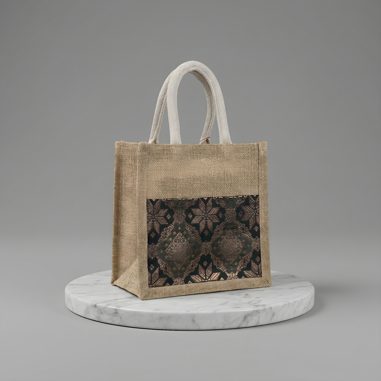 Moss Songket Jute Tote Bag
