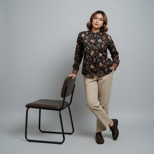 Midnight Vine | Mandarin Collar Long-Sleeve Women