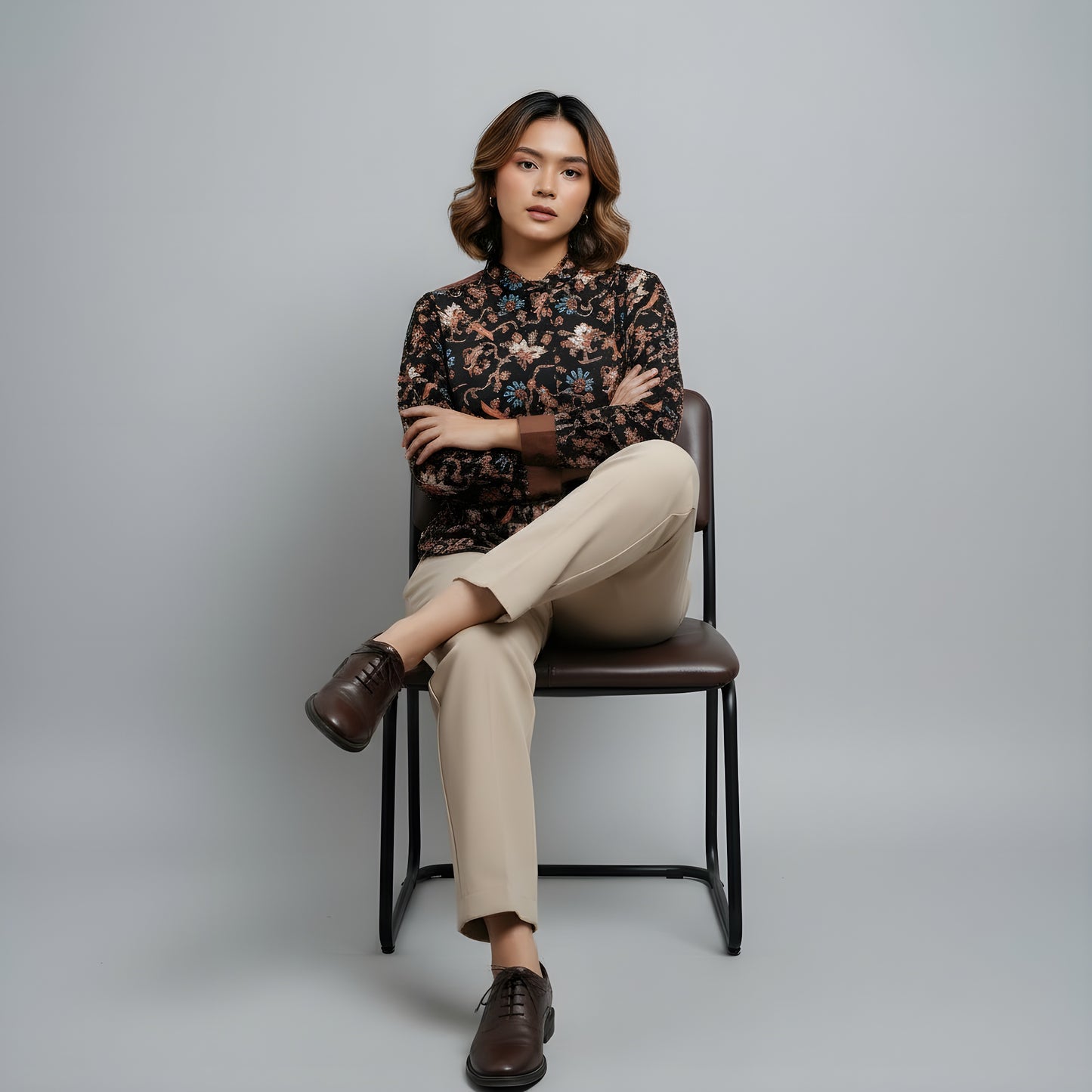 Midnight Vine | Mandarin Collar Long-Sleeve Women