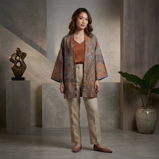 Cinnamon Geo | Batik Kimono Outerwear