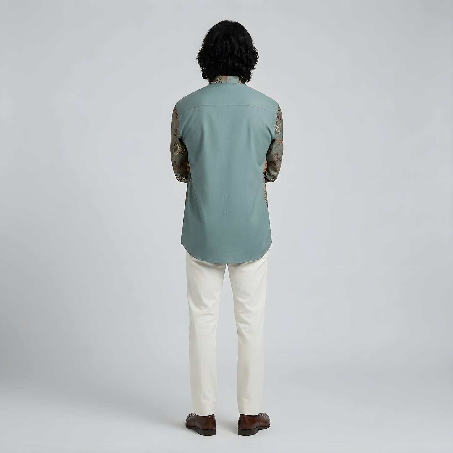 Fern Glade | Unisex | Mandarin Collar Batik Long Sleeve Shirt