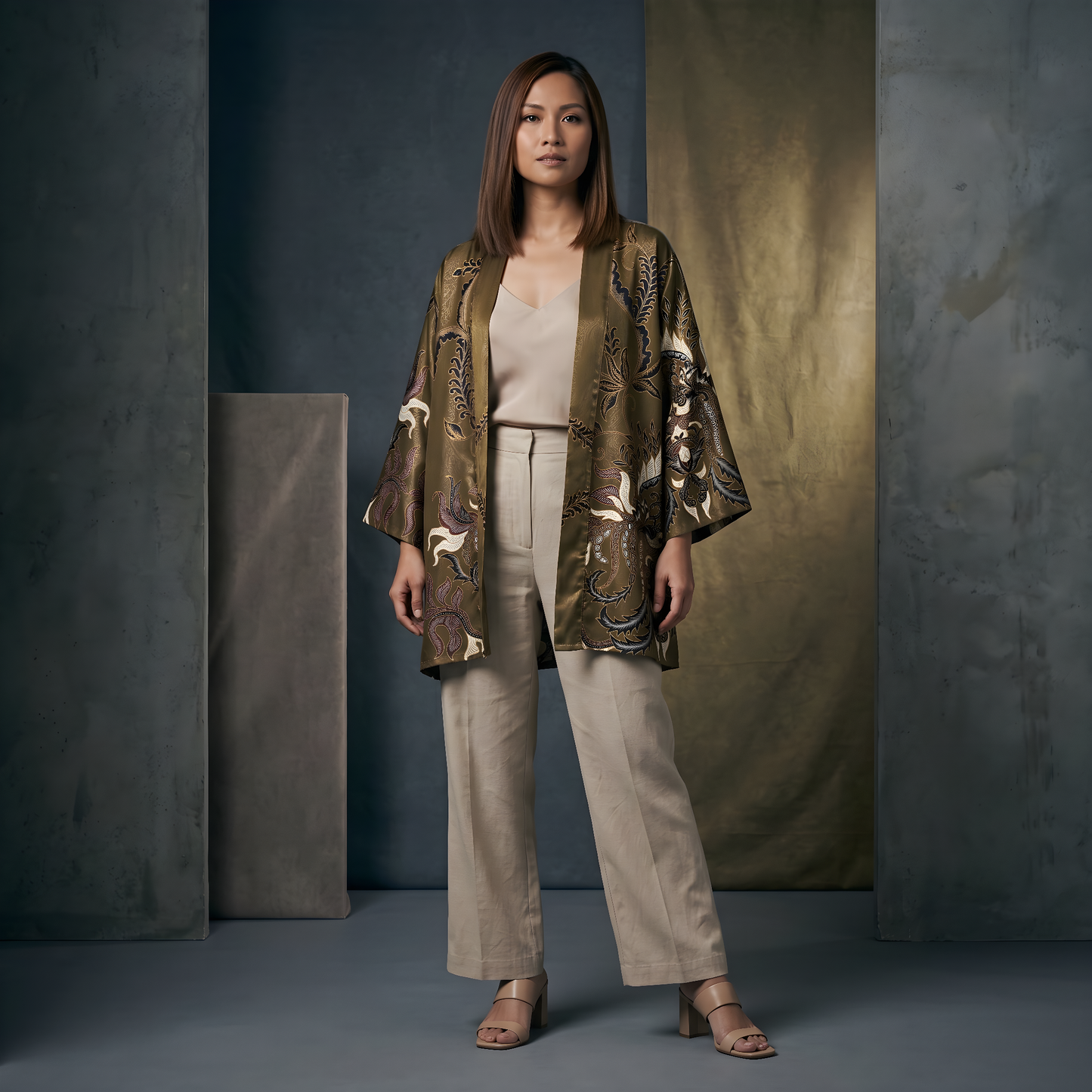 Mediterranean Olive | Batik Kimono Outerwear