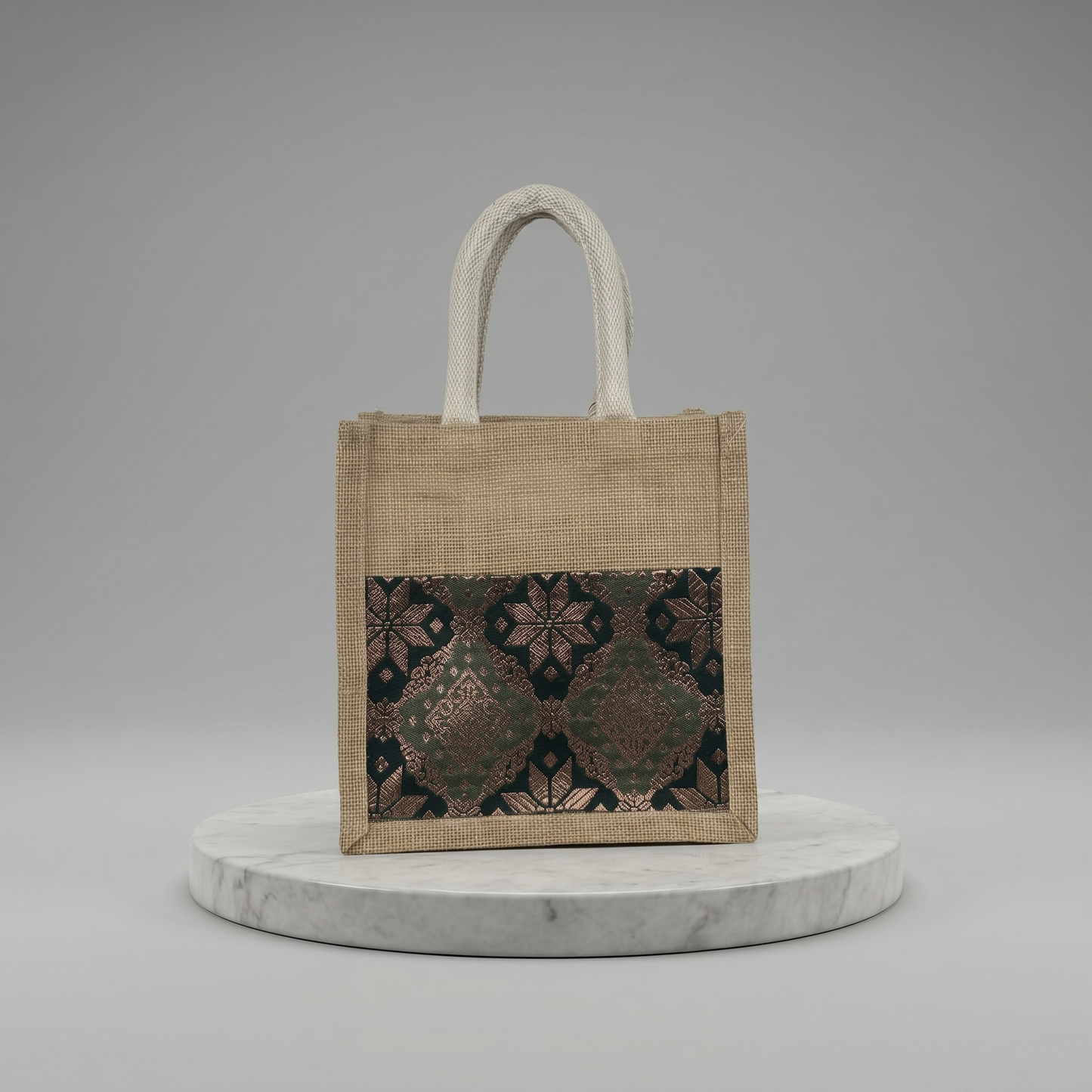 Moss Songket Jute Tote Bag