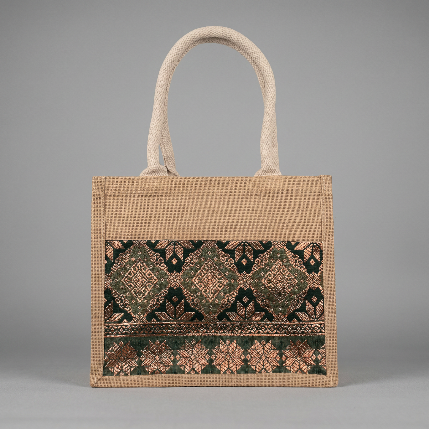Moss Songket Jute Tote Bag