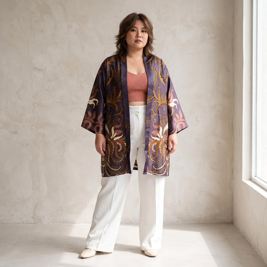 Violet Bloom | Batik Kimono Outerwear