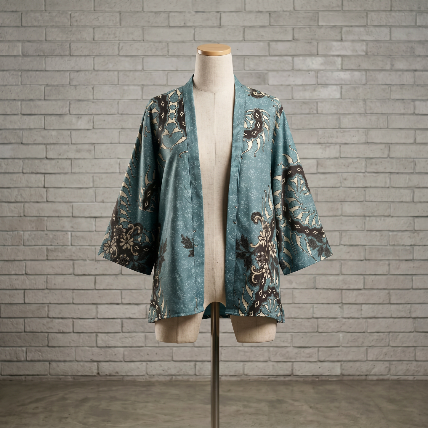 Kuro on Cyan | The Batik Haori Project (Short Kimono)