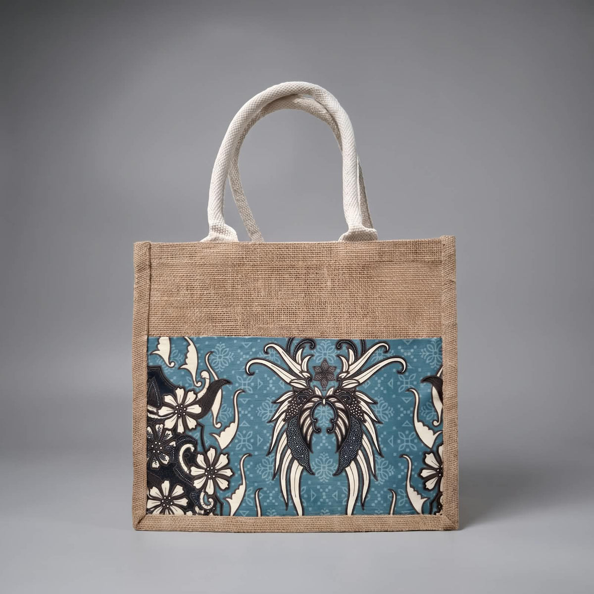 Kuro on Cyan Jute Tote Bag